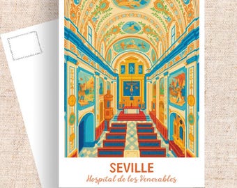 Seville Spain Travel Postcard, Hospital de los Venerables Art