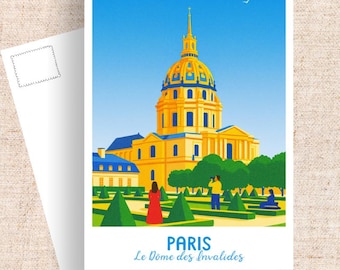 Paris Les Invalides Dome Postcard, French Travel Art