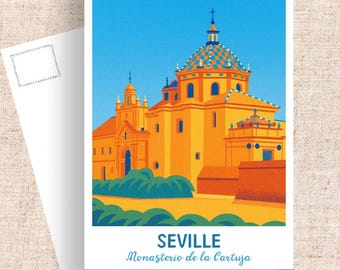 Seville Monasterio de la Cartuja Postcard, Spain Travel Art