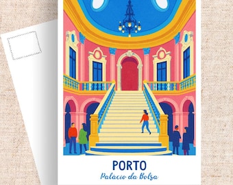Porto Postcard, Palácio da Bolsa Art, Portugal Travel Souvenir