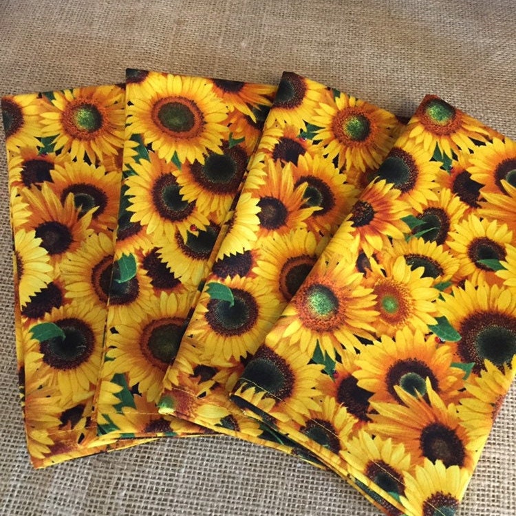 Sunflower Cloth Napkins / Set of 4 Dinner Napkins – Farmhouse for