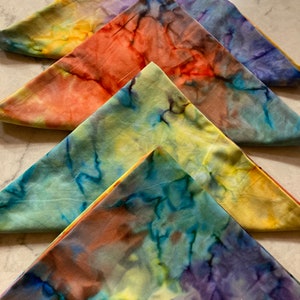 Bright Tie Dye Look Fiesta Multicolored Handmade Cloth Dinner Napkins, Party Decor, Patio, Deck, BBQ, Hostess Gift image 2