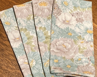 Floral Cotton Cloth Dinner Napkins, Farmhouse Cottage Patio Decor, Party Napkins, Wedding Shower Hostess Gift, Dining Eating Table Linens