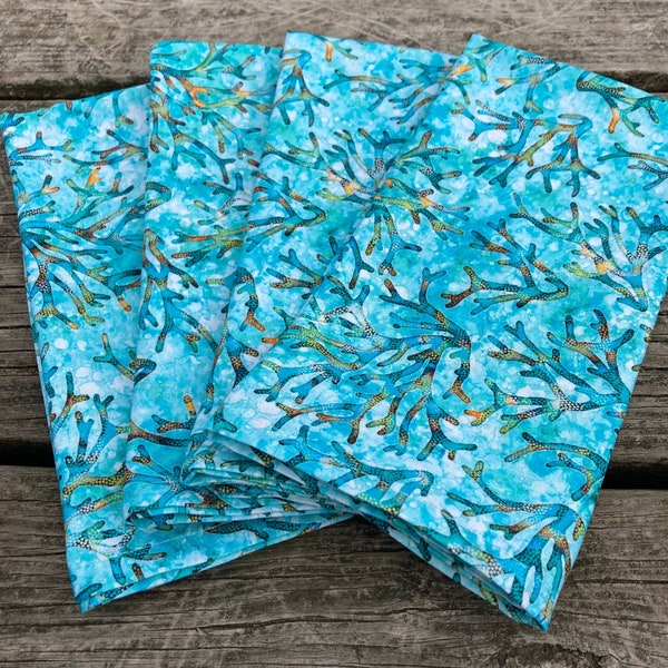 Coastal Inspired Coral Reef Dinner Napkins, Beach Decor, Nautical Cloth Napkins, Boat Decor Napkins, Yacht Decor Napkins, Beach House Decor