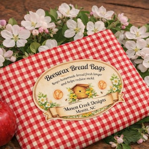 Handmade Beeswax Bread Bag – Reusable Food Storage, Eco-Friendly Bread Wrap, Plastic-Free Kitchen Gift