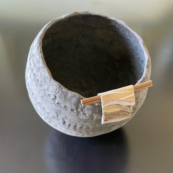 Handmade Dark Gray Papier-Mâché Clay Bowl | Sustainable Home Decor