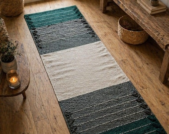 Handgemaakte katoenen yogamat | Milieuvriendelijk meditatietapijt | Boho-yogaloper | Wasbare antislip-trainingsmat | Natuurlijk yogadecor voor thuis