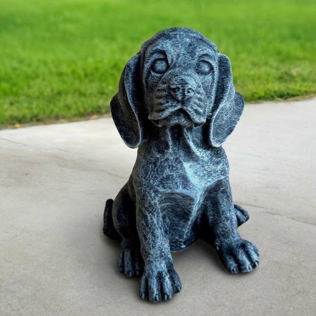 Stone Realistic Beagle Sculpture Cute Puppy Garden Statue Concrete ...