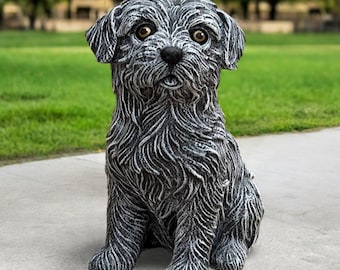 Concrete Shih Tzu Statue Stone Dog Figurine Cement Garden Art Outdoor Yard Decor Puppy Sculpture Gift For Dog Lover Lawn Ornament