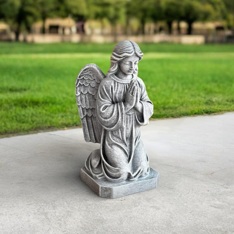 Stone Praying Angel Statue Concrete Angel Garden Memorial Cemetery ...