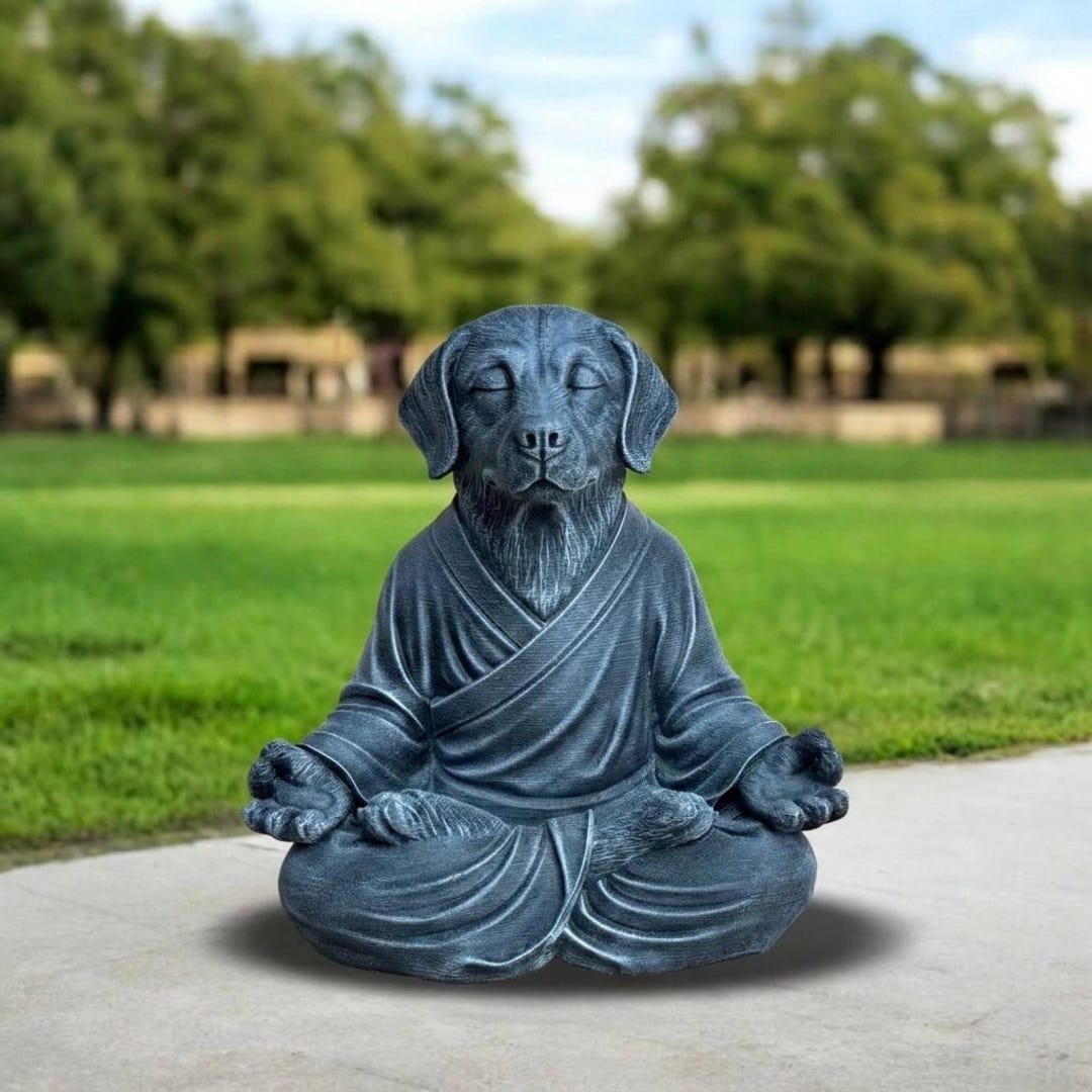 Zen Labrador Concrete Yoga Labrador Statue Cement Zen Dog Sculpture Stone Retriever ...