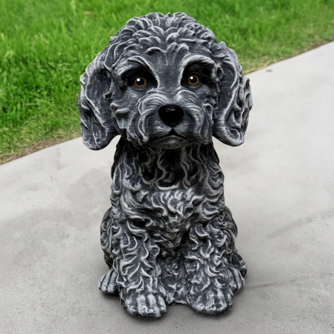 Concrete Cavoodle Statue Stone Cockapoo Memorial Figurine Garden ...