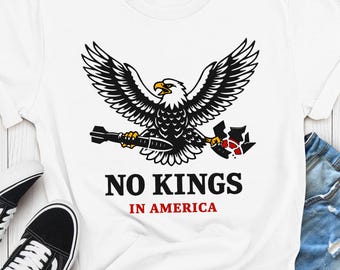 No Kings In America Tee: Usa Protest Tee,Anti Trump Protest Shirt, Patriotic Eagle Freedom Tee, USA Democracy Shirt