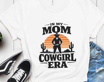 In My Mom Cowgirl Era Tee,Western Women Shirts: Outlaw Moms Social Club Tee, Vintage Funny Mothers Day Gift Idea