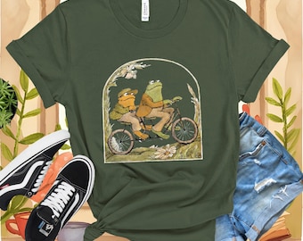 Storybook Frog Couple Shirt • Whimsical Tandem Bike Art