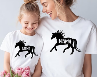 Mama Mini Horse Shirt: Mommy and Me Gifts, Matching Mom and Daughter Shirts, Horse Mom Gift, Equestrian Outfit, Mothers Day Gift