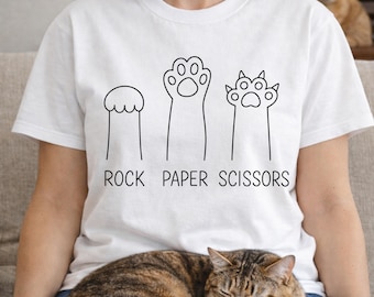 Funny Cat Paw Shirt: Gift For Cat Owner, Rock Paper Scissors Shirt with Cat Paws,Perfect Gift for Cat Mommy or Cat Dad,Mothers Day Shirt
