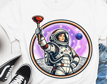 Space Plumber Shirt: Funny Toilet Humor Tee, Artemis Inspired Space Mission Graphic, Gift for Plumber, Space Lover Shirt
