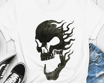 Abstract Skull Shirt: Gothic Streetwear Tee, Dark Aesthetic Skull Graphic, Grunge Y2K Skeleton Shirt, Edgy Alt Clothing