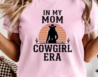 Vintage Western Cowgirl Era Shirt for Moms, Soft Graphic Tee, Retro Rodeo Aesthetic, In My Mom Era Western Mom Shirt