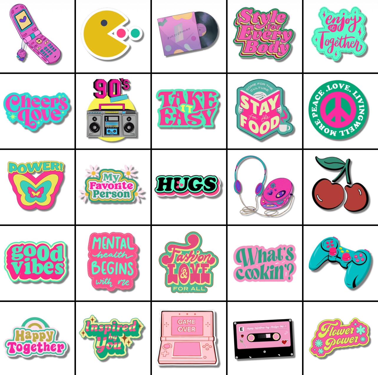 Y2K Sticker Pack | Retro Aesthetic Stickers | 2000s Vibes | Cute ...