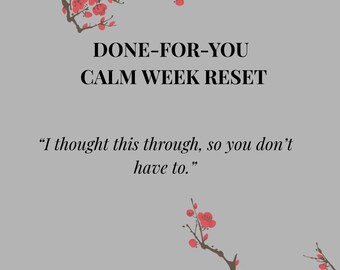 Done-For-You Calm Week Reset | Gentle Weekly Reset Planner | Stress Relief Routine PDF