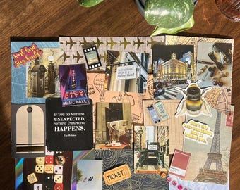 Travel Junk Journal Ephemera Kit | City Adventure Scrap Pack - Wanderlust Paper Collage Supplies