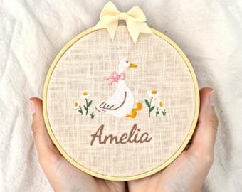 Personalized Baby Name Embroidery Hoop | Custom Baby Gift | Linen & Bamboo Hoop | Nursery Name Sign | Unique Newborn Gift