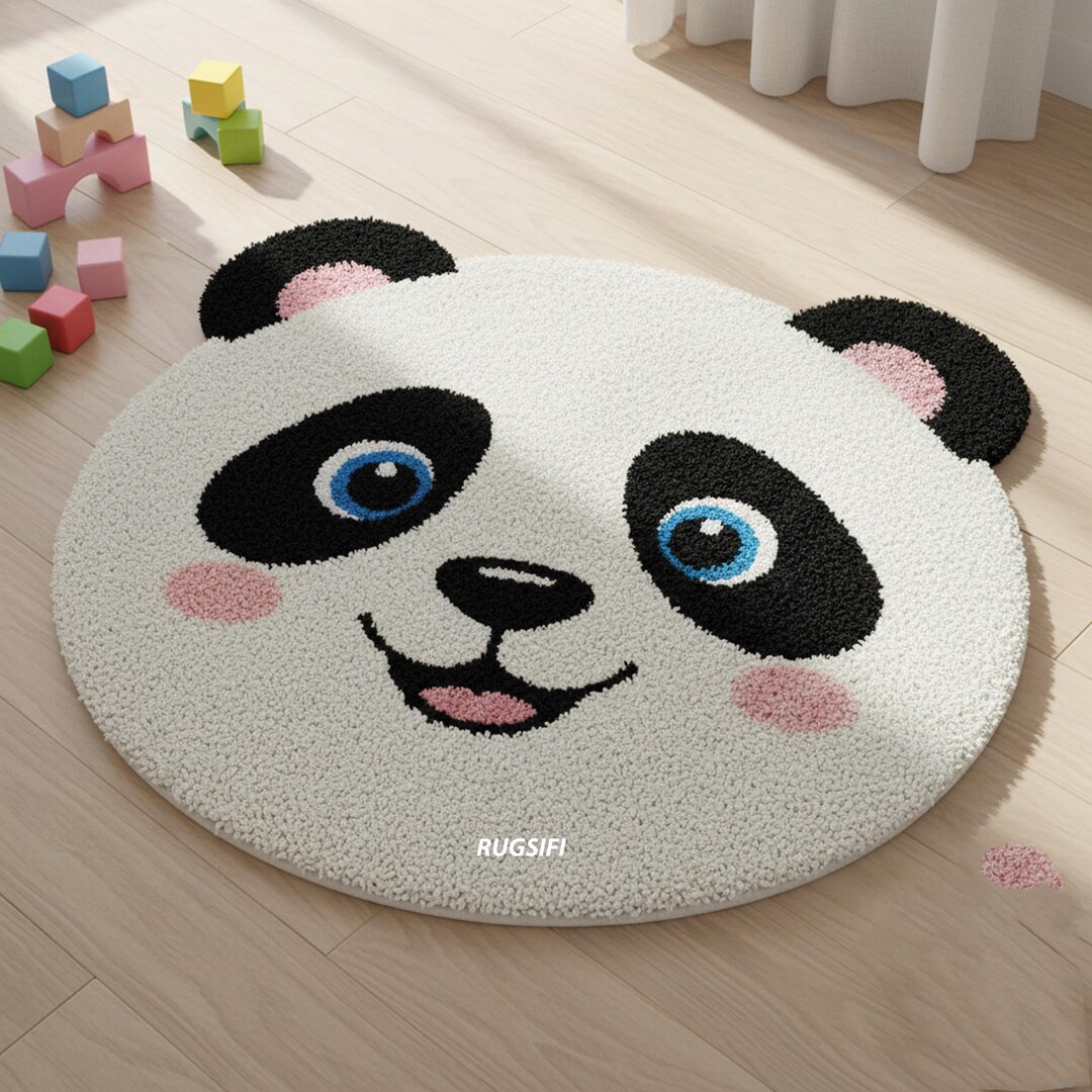 Panda Nursery Rug: Soft Cartoon Animal Playroom Carpet - Etsy