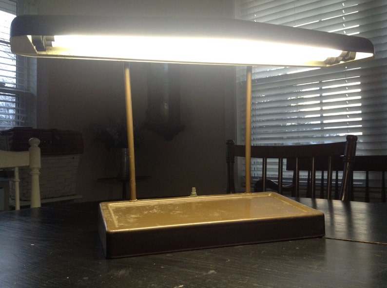 Vintage brown desk lamp, retro office desk lamp image 4