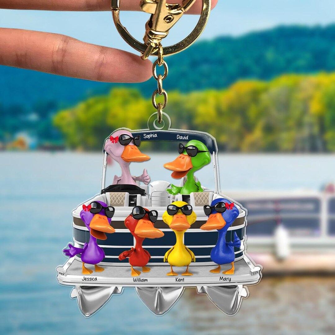 Pontoon Key Chain Personalized Duck Pontoon Keychain, Custom Lake Life Gift - Etsy