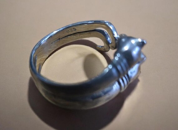 sterling silver double headed cat ring - image 14