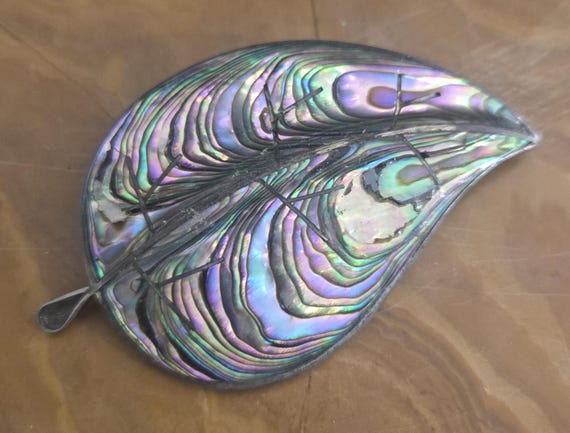 Taxco sterling silver Abalone leaf