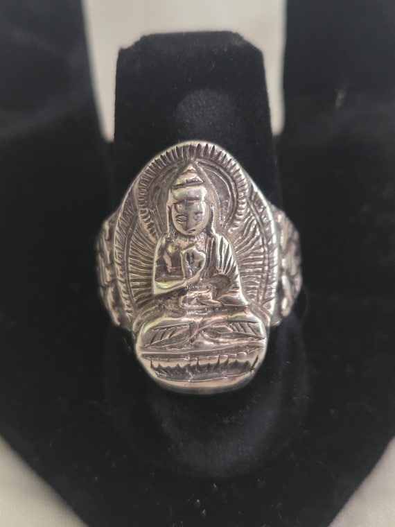 Sterling silver Buddha ring