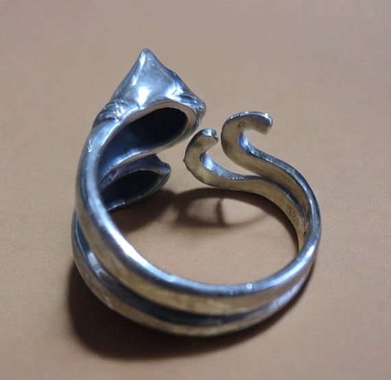 sterling silver double headed cat ring - image 13