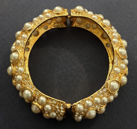 Kenneth J Lane gold tone hinged cuff bracelet - image 9