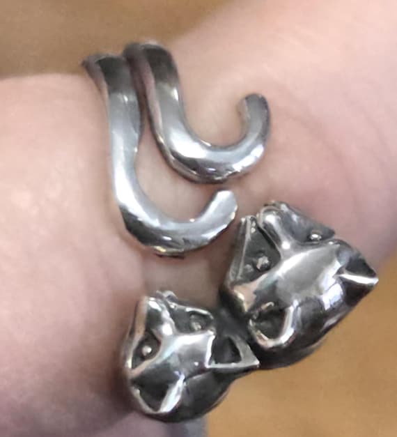 sterling silver double headed cat ring - image 9