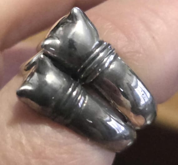 sterling silver double headed cat ring - image 5