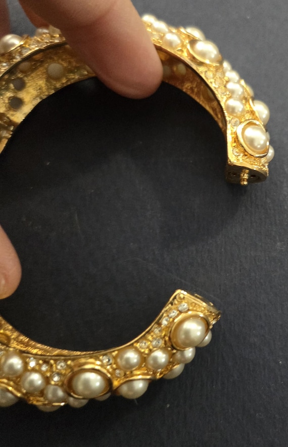 Kenneth J Lane gold tone hinged cuff bracelet - image 10