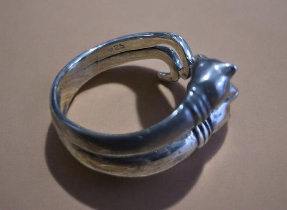 sterling silver double headed cat ring - image 15