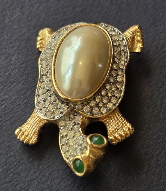Kenneth J Lane rhinestone turtle brooch - image 2