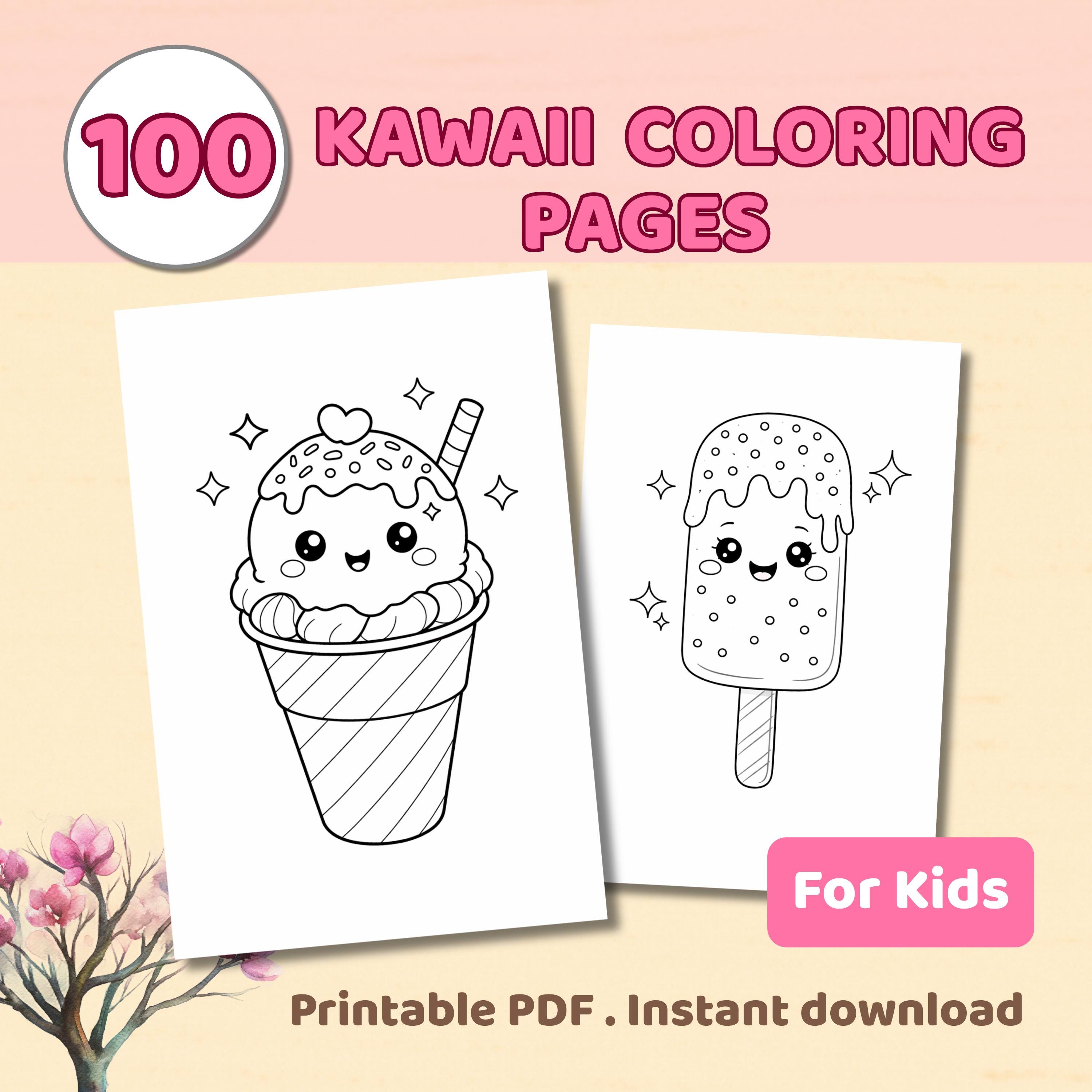 100 Kawaii Coloring Pages for Kids – Cute Easy Printable Coloring Book ...