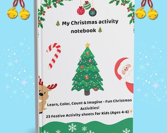 Christmas PDF Activity Pack for Kids 4-6 | 23 Fun Holiday Worksheets & Games