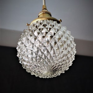 Holophane Pendant Light Clear Ribbed Glass Globe Mid Etsy