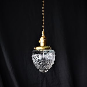 Raspberry Glass Pendant Light - Vintage Globe - Custom Hardware Finishes, Raw Brass, Antique Brass, Oil Rubbed Bronze, Satin Nickel