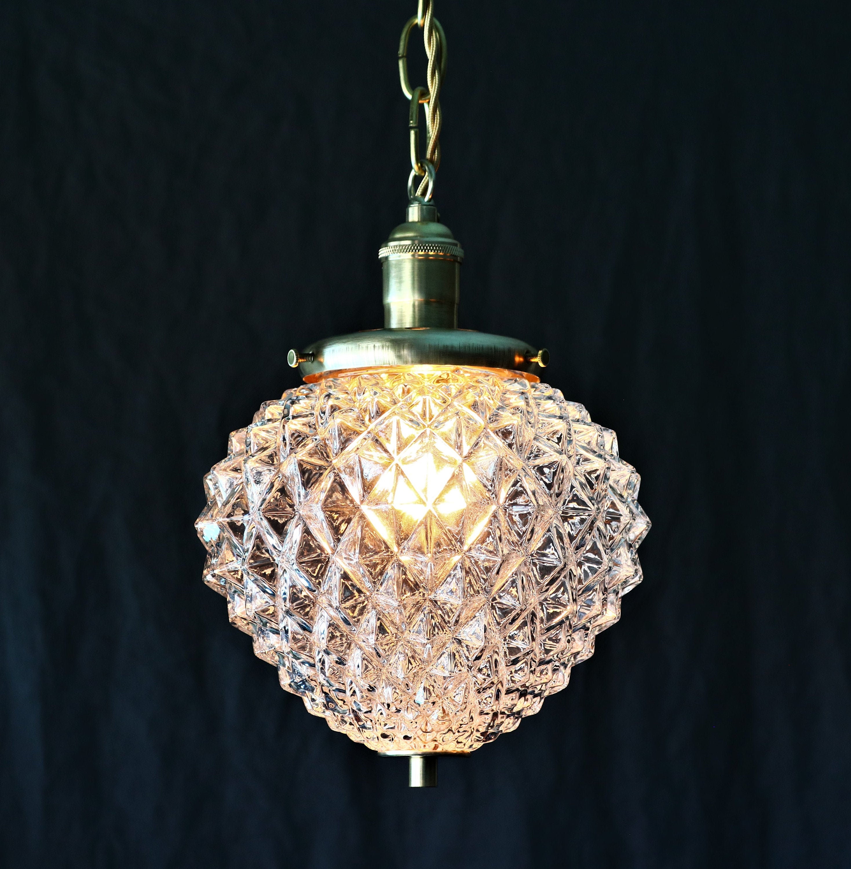 Acorn Pendant Light Clear Crystal Glass Globe Hollywood Etsy