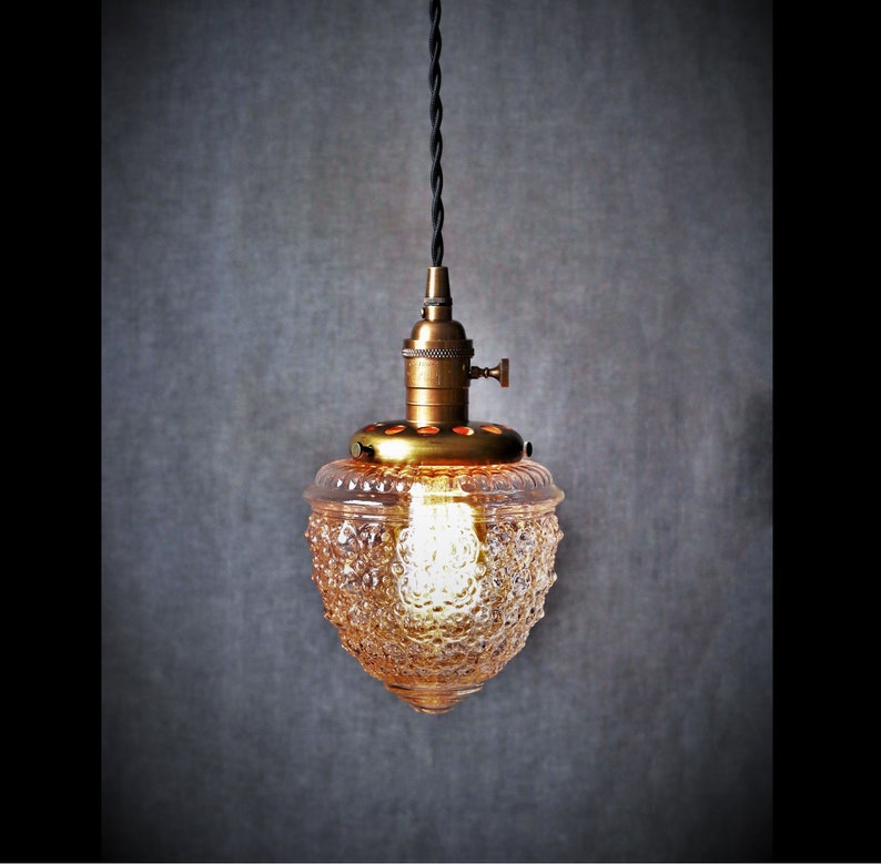 Acorn Pendant Light Authentic Vintage Clear Glass Globe Bohemian Decor 1950s Ceiling Lamp Kitchen Lighting Interior Design