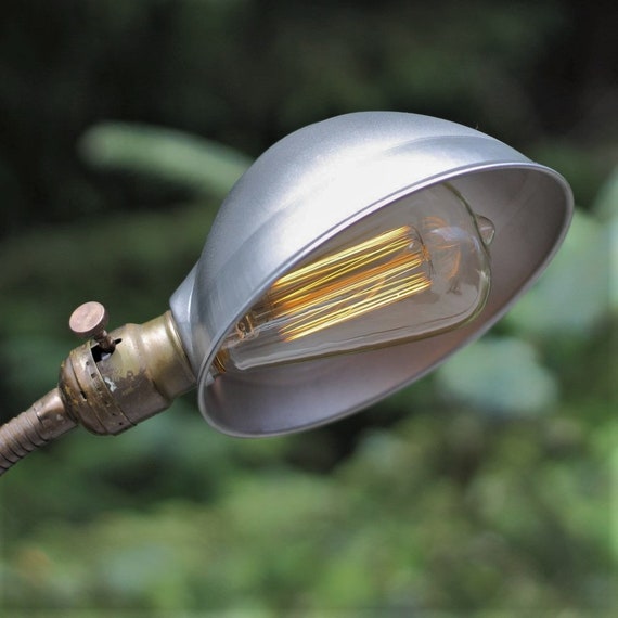 Vintage Steel Shade Industrial Parabolic Replacement For Goose Neck Desk Lamp New 1940 S Reproduction