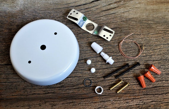 White Ceiling Light Canopy And Hardware Diy Kit For Modern Etsy