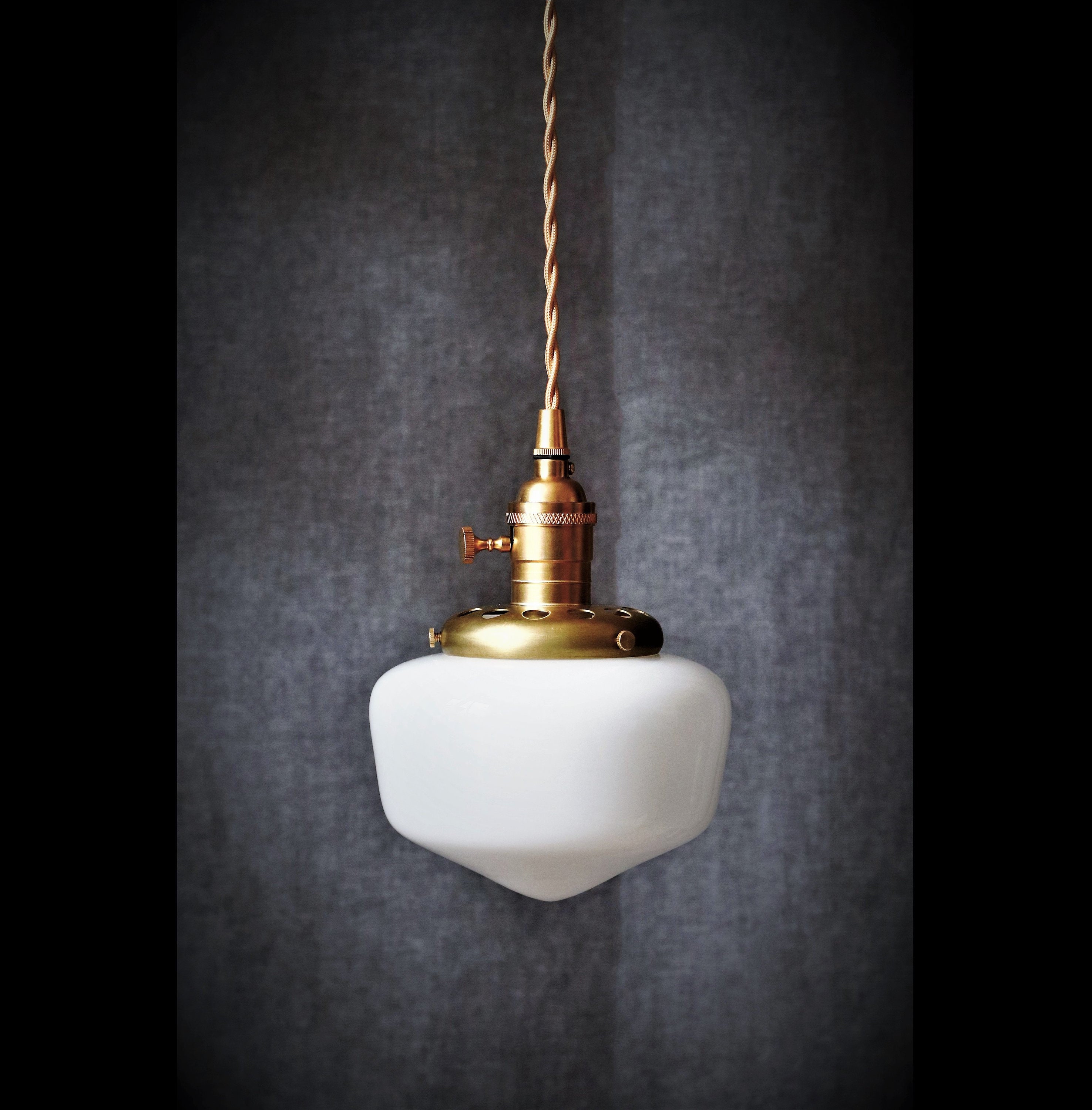 Schoolhouse Pendant Lighting School House Milk Glass Globe Etsy